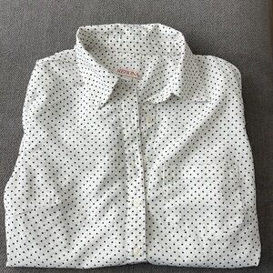 Merona Polka Dot White Blouse Size Small